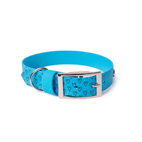 BURA Wasserdichtes Hundehalsband – geruchshemmend, robust und bequem – modernes Design mit verschiedenen Mustern – ideal für Spaziergänge und aktive Tage, Herz, Hellblau, L BURA Wasserdichtes Hundehalsband – geruchshemmend, robust und bequem – modernes Design mit verschiedenen Mustern – ideal für Spaziergänge und aktive Tage, Herz, Hellblau, L von BURA