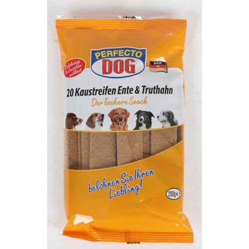 10x 20 Stück Kaustreifen Ente und Truthahn Perfecto Dog Leckerli 10x200g von BURI