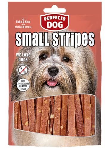 12x 100g Perfecto Dog Small Stripes Huhn & Käse für Hunde von BURI