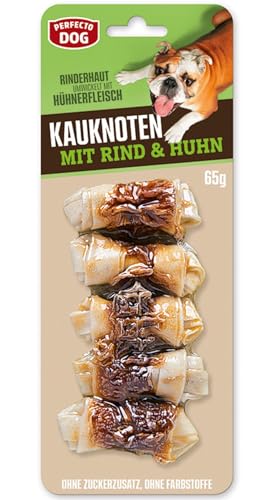 12x Perfecto Dog Kauknoten 65g Rinderhaut Hühnerfleisch von BURI