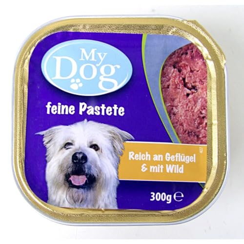 18x My Dog 300g feine Pastete Geflügel & Wild Hunde Nassfutter füttern Aluschale von BURI