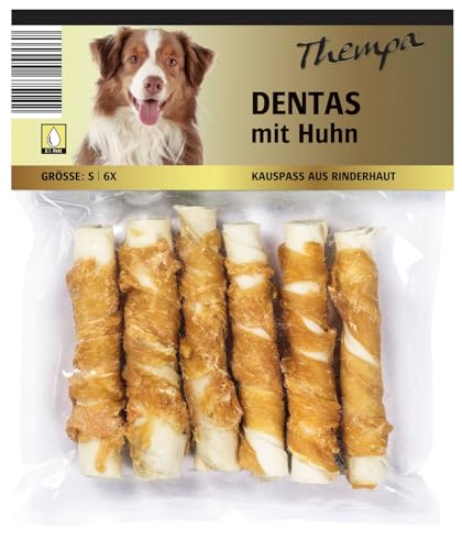 24x 120g Thempa Dentas Kaurolle Rinderhaut mit Huhn Hunde Leckerlis Hund 144 Sticks von BURI