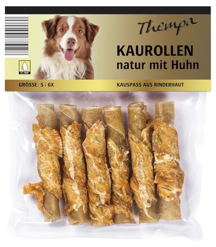 24x 120g Thempa Kaurolle Natur Rinderhaut mit Huhn Hundefutter Leckerli 144 Sticks von BURI