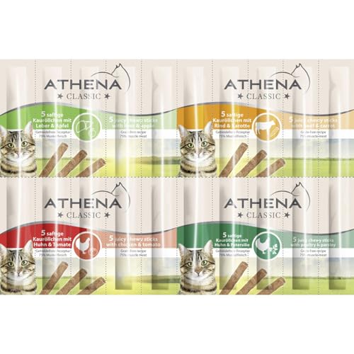 30x 40g Athena saftige Kauröllchen Leckerlis für Katzen Katzenfutter Katze Stangen von BURI