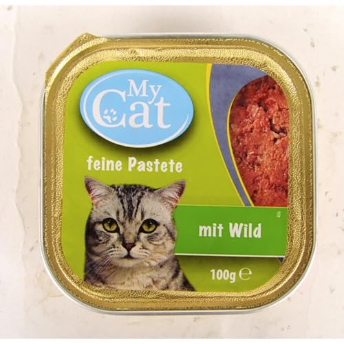 32x My Cat 100g Katzenfutter Sorte Wild Feine Pastete füttern Nassfutter Schale von BURI