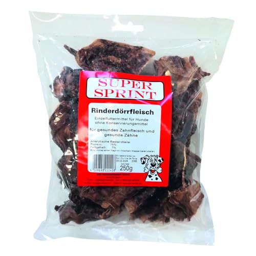 40x 250g Super Sprint Rinderdörrfleisch Leckerlis für Hunde 75% Protein Hundesnack 10kg von BURI