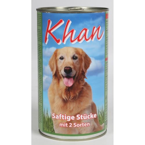 6X 1200g Khan Hundefutter Saftige Stücke in der Dose Fleischbällchen in Gelee 7,2kg von BURI