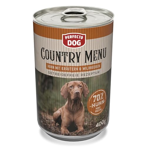 6X 400g Perfecto Dog Country Menu Huhn Hundefutter Nassfutter Hund getreidefrei von BURI