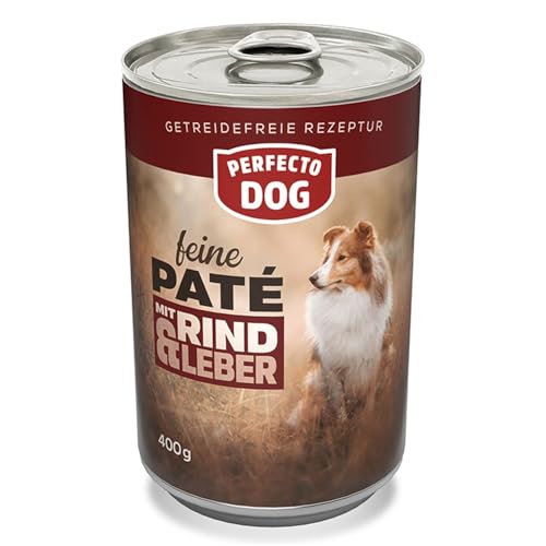 6X 400g Perfecto Dog Feine Paté mit Rind und Leber 2,4kg Hundefutter nass Nassfutter in Dosen für Hund Hunde Getreidefrei von BURI