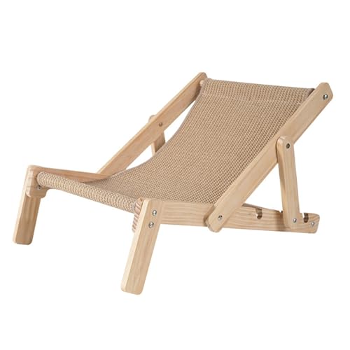 BURLOE Erhöhtes Katzenbett Mit Sisal Kratzer, Katzen Bett Stuhl Hochbett Für Liegestuhl Erhöhter Katzenstuhl Hängemattenbett Lounge Balkon Zum Ausruhen Hammock,Beige von BURLOE