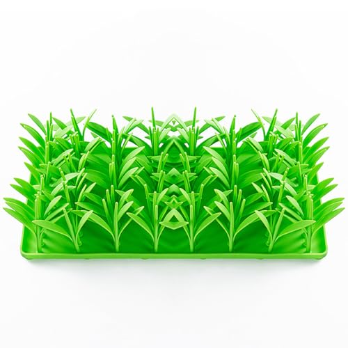 BURLOE Grasmatte Katze, Silikon Für Katzen, Silicone Grass Mat for Cats Interaktive Rutschfestes Haustierfütterungsmatte Katzen Für Grünes Gras Slow Food Matte,Grün von BURLOE