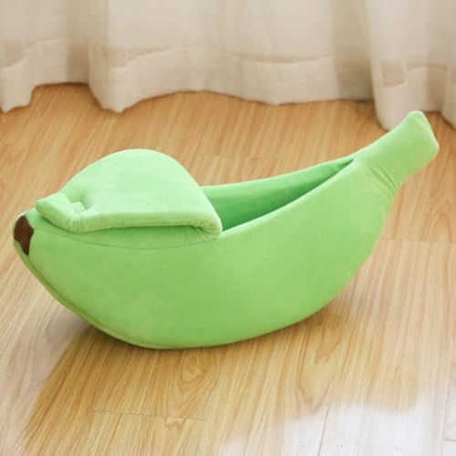 BURLOE Grün,XL, Süßes Bananen Katzenbetthaus, Haustier Schlafsofa Warmes Weiches Hundesofa Zum Schlafen Spielen Und Ausruhen Bananenbett Katzen Kuschelbett von BURLOE