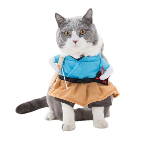 BURLOE Hunde Katzen Haustier Kostüme, Süße Niedliche Kleidung Puppy Miezen Jacken Gestaltwandel Bekleidung Hemden Kleider Anzüge Outfit Für Halloween,Blau,M von BURLOE