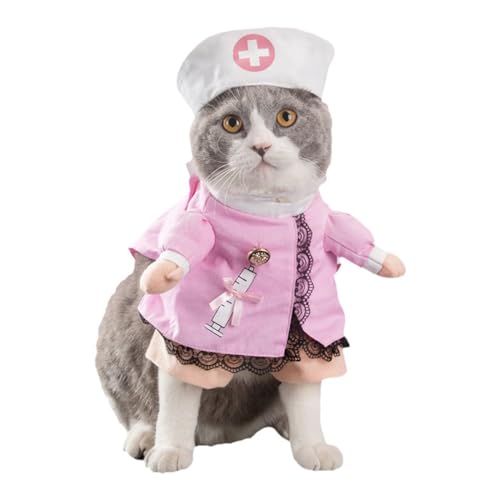 BURLOE Hunde Katzen Haustier Kostüme, Süße Niedliche Kleidung Puppy Miezen Jacken Gestaltwandel Bekleidung Hemden Kleider Anzüge Outfit Für Halloween,Rosa,L von BURLOE