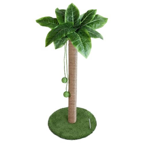 BURLOE Kratzbaum Kokosnussbaum, 62Cm Kratzsäulen Für Katzen Aus Natürlichem Sisal Groß Katzenkratzbaum Mit Weicher Boden Und Ball Spielzeug Wohnungskatzen,Grün von BURLOE