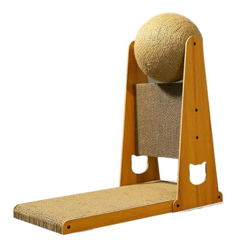 BURLOE L-Förmiger Kratzbaum, Shape Cat Scratcher Sisal Katzenkratzbrett Mit Katzenkratzball Kratzfester Vertikaler Katzenkratzer Langlebig Und Verschleißfest Katzenmöbel,1,M von BURLOE