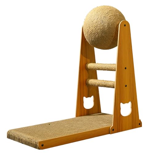 BURLOE L-Förmiger Kratzbaum, Shape Cat Scratcher Sisal Katzenkratzbrett Mit Katzenkratzball Kratzfester Vertikaler Katzenkratzer Langlebig Und Verschleißfest Katzenmöbel,2,M von BURLOE