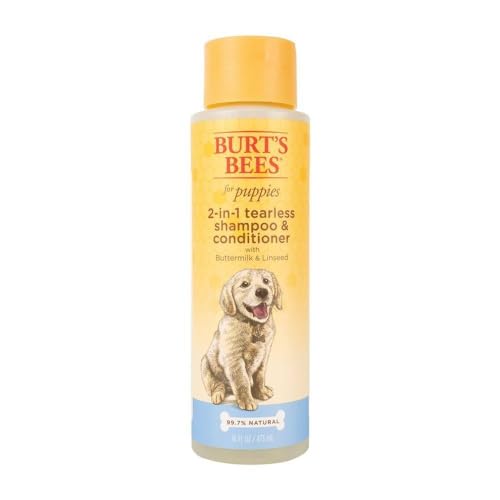 Burt's Bees Hundeshampoo für Welpen, 2-in-1-Shampoo und Conditioner, Buttermilch und Leinöl, 473 ml von BURT'S BEES FOR PETS