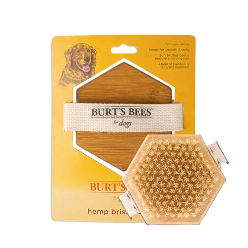 Burt's Bees for Pets Handflächenbürste mit Hanfborsten, ergonomische Hundebürste, um große Hunde zu pflegen, leicht zu haltender Hundebürstengriff reduziert die Belastung Ihres Handgelenks, ideal für von BURT'S BEES FOR PETS