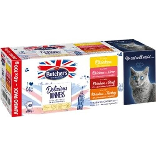 Butcher's Leckeres Katzenfutter Huhn Truthahn Rinderleber 40 x 100 g von BUTCHER'S