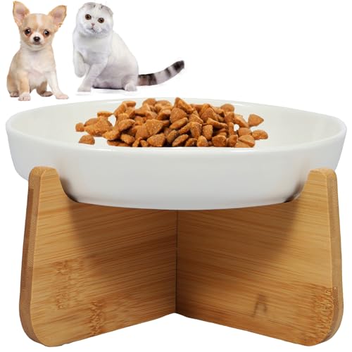 Futternapf Katze Keramik Katzennapf ErhöHt Slow Feeder Katze Nassfutter Antischlingnapf Fressnapf FüR Katze Hunde 15° Neigbar Wassernapf FüR Katzen Und Kleine Hunde Reduziert Den Nackendruck von BUTORY