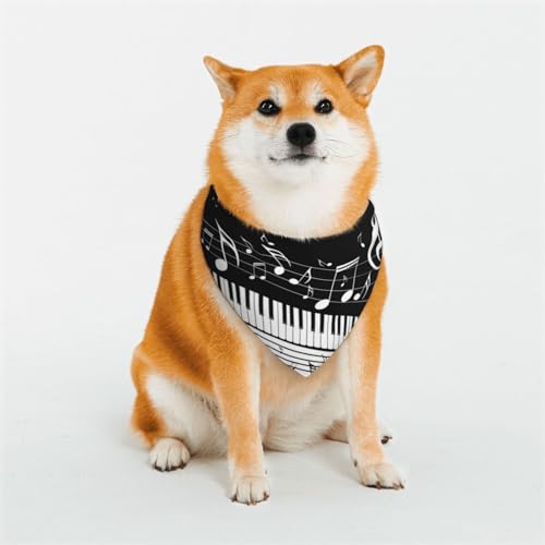 Halstuch für Hunde oder Katzen, Motiv: Musiknoten, bedrucktes Muster, Dreieckstuch, verschiedene Größen, Haustier-Bandana, Lätzchen, Halstuch von BUULOO