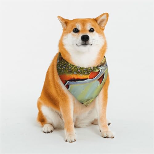 Hund oder Katze Brook Trout Fliegenfischen Schal Bedrucktes Muster Haustier Schal Haustier Dreieckstuch Multi-Size Haustier Bandana Lätzchen Halstuch von BUULOO