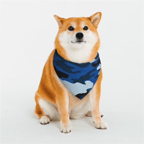 Hunde- oder Katzenschal, blaues Camouflage-Muster, Haustier-Schal, Dreieckstuch, verschiedene Größen, Haustier-Bandana, Lätzchen, Halstuch von BUULOO