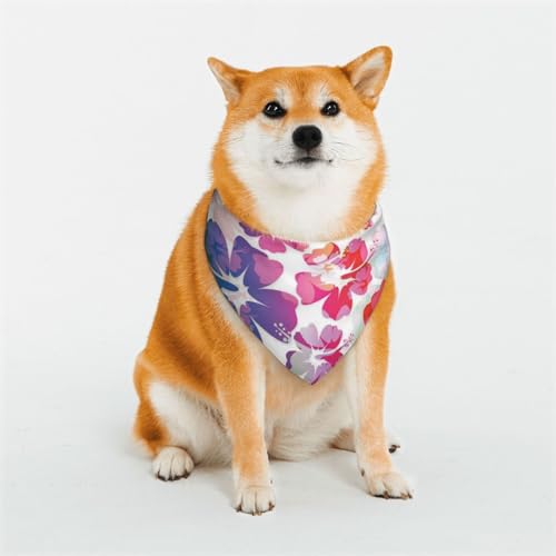 Schal für Hunde oder Katzen, Hawaii-Blumendruck, bedrucktes Muster, Haustier-Dreieck-Schal, verschiedene Größen, Haustier-Bandana, Lätzchen, Halstuch von BUULOO