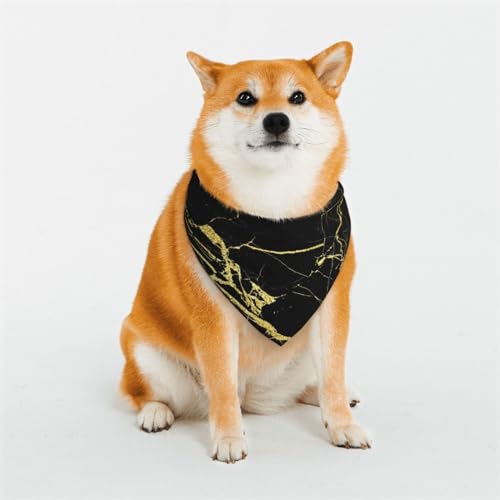 Schal für Hunde oder Katzen, schwarz-goldener Marmor, bedrucktes Muster, Haustier-Dreieck-Schal, verschiedene Größen, Haustier-Bandana, Lätzchen, Halstuch von BUULOO