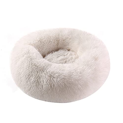 BUUNHI Hundebett Donuts Hundebettkorb Beruhigungsbett Haustierhütte Katzenhaus Kuschelkatzenbetten für kleine große Hunde Hundematte (Color : Ivory White, Size : XXL 100cm) von BUUNHI