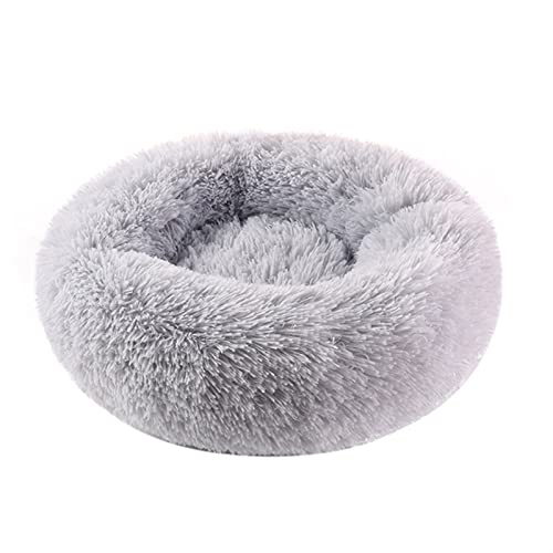 BUUNHI Hundebett Donuts Hundebettkorb Beruhigungsbett Haustierhütte Katzenhaus Kuschelkatzenbetten für kleine große Hunde Hundematte (Color : Light Gray, Size : XS 40cm) von BUUNHI