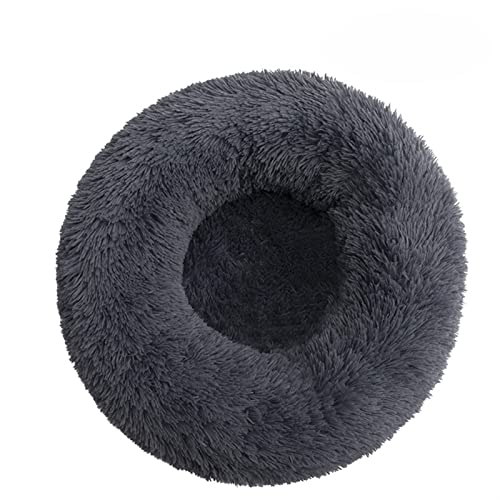 BUUNHI Hundebett Haustier Hundebett Katzenhaus Runde Hundehütte Plüschmatte Sofa für Katzenhundehaus Neue Tiere Katzenmatte Hundematte (Color : Dark Grey, Size : S-40cm) von BUUNHI