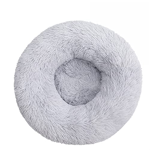 BUUNHI Hundebett Haustier Hundebett Katzenhaus Runde Hundehütte Plüschmatte Sofa für Katzenhundehaus Neue Tiere Katzenmatte Hundematte (Color : Light Gray, Size : M-50cm) von BUUNHI