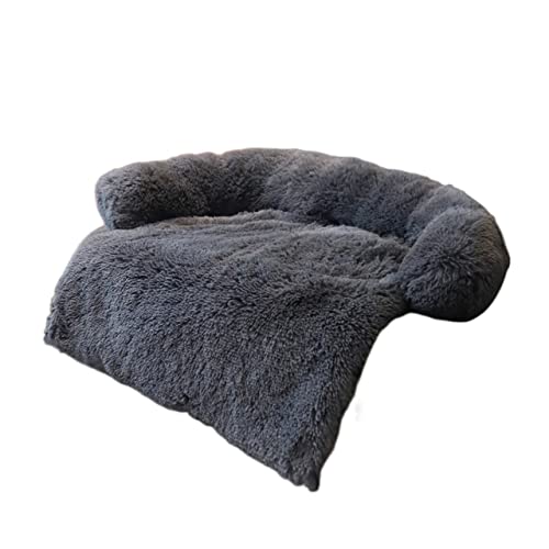 BUUNHI Hundebett Haustier-Hundeschlafsofa, weicher, waschbarer Teppich, warmes Katzenkissen, Kissen für Sofas, Auto-Bodenschutz Hundematte (Color : Gray-with Zip, Size : 90x80x13) von BUUNHI