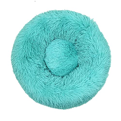 BUUNHI Hundebett Haustierbett Winter Warm Schlafender Hund Katze Haus Zwinger Hund Runde Katze Lange Plüsch Welpen Kissen Matte Hundematte (Color : Aqua Green, Size : 120cm-47.2inch) von BUUNHI