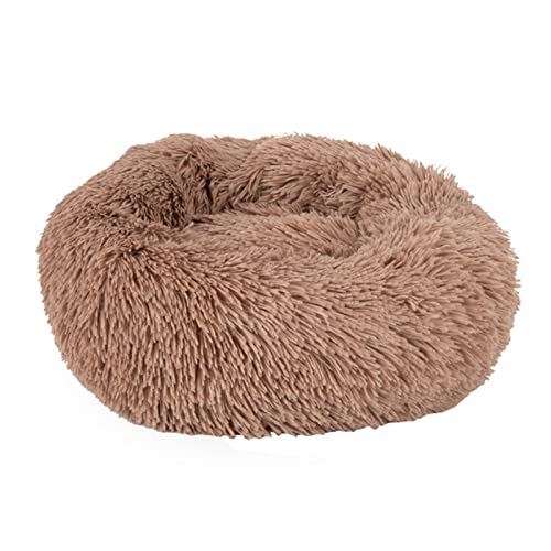 BUUNHI Hundebett Haustierbett Zwinger Hund Runde Katze Winter Warmer Schlafsack Langer Plüsch Große Welpenkissenmatte Hundematte (Color : Coffee, Size : 40cm) von BUUNHI