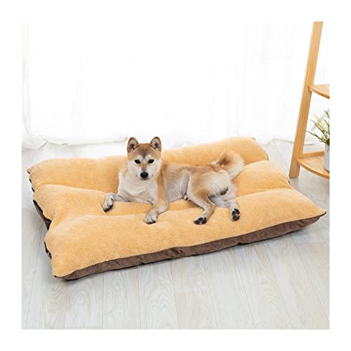 BUUNHI Hundebett Hundebett Anti-Feuchtigkeits-Hundebetten für große Hunde Schlafsofas Bettkissen Faltbare Hundebetten Zwinger Hundematte (Color : Khaki, Size : M 89x61x20cm) von BUUNHI