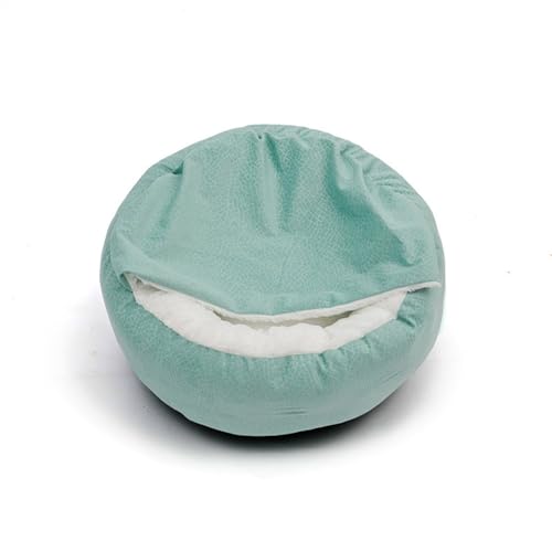 BUUNHI Hundebett Hundebett mit Kapuzendecke, Winter, warm, wasserdicht, schmutzabweisend, für Katzen, Welpen, Haus, Kuscheltier Hundematte (Color : Green, Size : L - Diameter 70cm) von BUUNHI