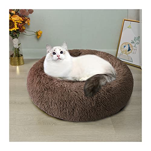 BUUNHI Hundebett Hundekissenbett Haustiersofa für Katzenhundehausbett Runde Katze Winter warmes Bett Haustierbetten Hundematte (Color : Nest-Brown, Size : 100cm) von BUUNHI