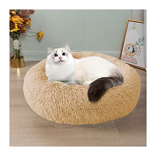 BUUNHI Hundebett Hundekissenbett Haustiersofa für Katzenhundehausbett Runde Katze Winter warmes Bett Haustierbetten Hundematte (Color : Nest-Khaki, Size : 100cm) von BUUNHI