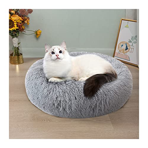 BUUNHI Hundebett Hundekissenbett Haustiersofa für Katzenhundehausbett Runde Katze Winter warmes Bett Haustierbetten Hundematte (Color : Nest-Light Grey, Size : 100cm) von BUUNHI