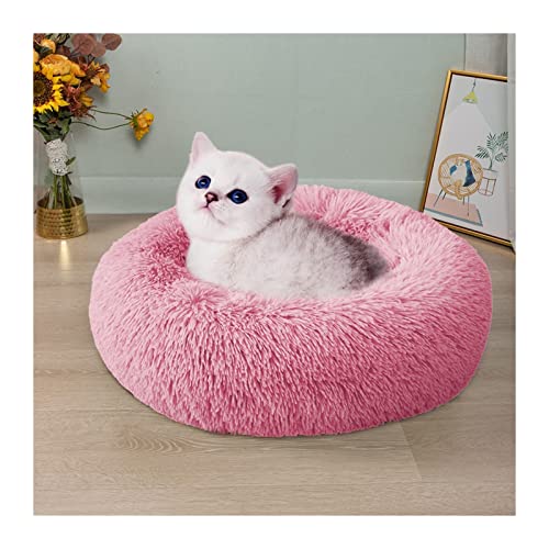 BUUNHI Hundebett Hundekissenbett Haustiersofa für Katzenhundehausbett Runde Katze Winter warmes Bett Haustierbetten Hundematte (Color : Nest-pink, Size : 70cm) von BUUNHI