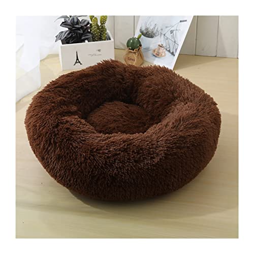 BUUNHI Hundebett Katzenbett Hundebett Haus Zwinger Haustiermatten Weiche Lange Plüschmatte Haustier Warmes Korbkissen Katzenhaus Hundematte (Color : Drak Coffee, Size : XXL 100cm) von BUUNHI