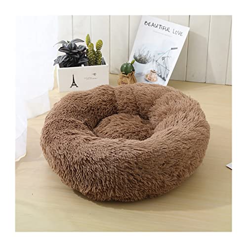 BUUNHI Hundebett Katzenbett Hundebett Haus Zwinger Haustiermatten Weiche Lange Plüschmatte Haustier Warmes Korbkissen Katzenhaus Hundematte (Color : Light Coffee, Size : XL 80cm) von BUUNHI