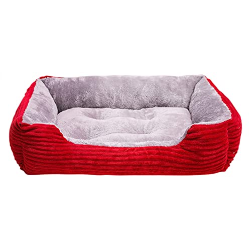 BUUNHI Hundebett Kennel Medium Small Hundesofabettkissen Warmes Winterhaustier Hundebett Haus Haustierzubehör Hundematte (Color : Red, Size : L 70x52cm) von BUUNHI