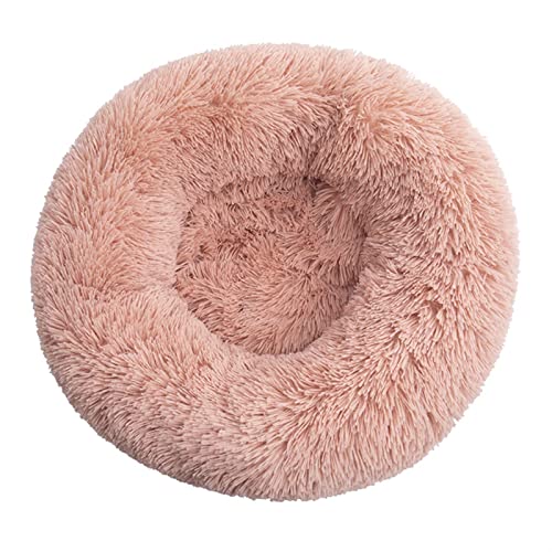 BUUNHI Hundebett Langes Plüsch-Hundebett-Kissen Großes Hundebett-Haus-Haustier-rundes Kissen-Bett-Haustier-Zwinger-Katzen-Hundehaus Hundematte (Color : Leather Pink, Size : S 50cm) von BUUNHI