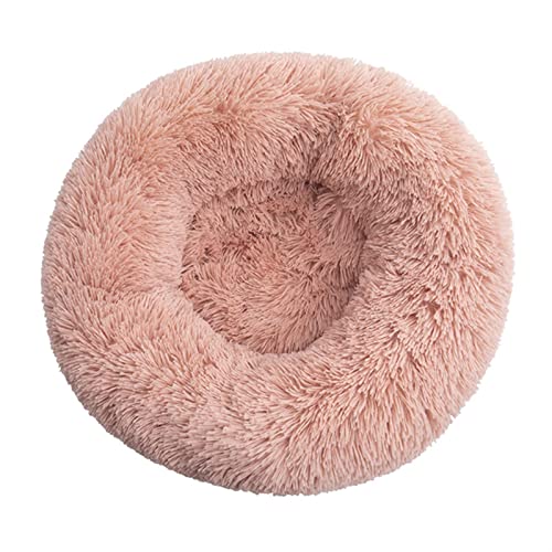 BUUNHI Hundebett Langes Plüsch-superweiches Schlafsofa, waschbares, buntes, rundes Bett, Winter, warme Hunde- und Katzenschlafmatte Hundematte (Color : Dark Pink, Size : 30CM) von BUUNHI