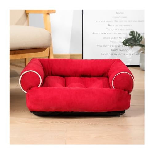 BUUNHI Hundebett Luxuriöses großes Hundeschlafsofa Hundebett Hundehütte Katzenmatten Schlafhütte für kleine und große Hunde Hundematte (Color : Red, Size : 3XL) von BUUNHI