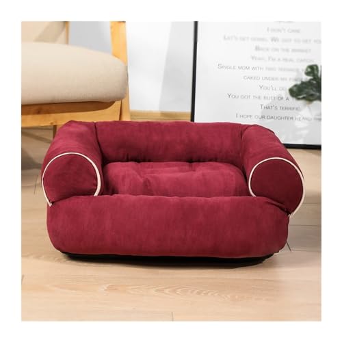 BUUNHI Hundebett Luxuriöses großes Hundeschlafsofa Hundebett Hundehütte Katzenmatten Schlafhütte für kleine und große Hunde Hundematte (Color : Wine Red, Size : 3XL) von BUUNHI